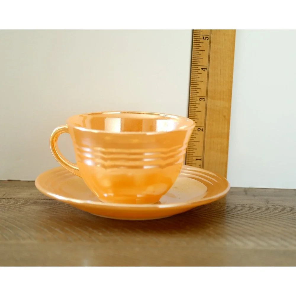 VINTAGE Fire King Peach Luster Ware Cup and Saucer